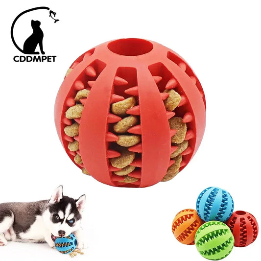 Bola de brinquedo para cães pequenos, brinquedo interativo elástico para mastigar filhotes, limpeza de dentes, bola de comida de borracha, acessórios para animais de estimação