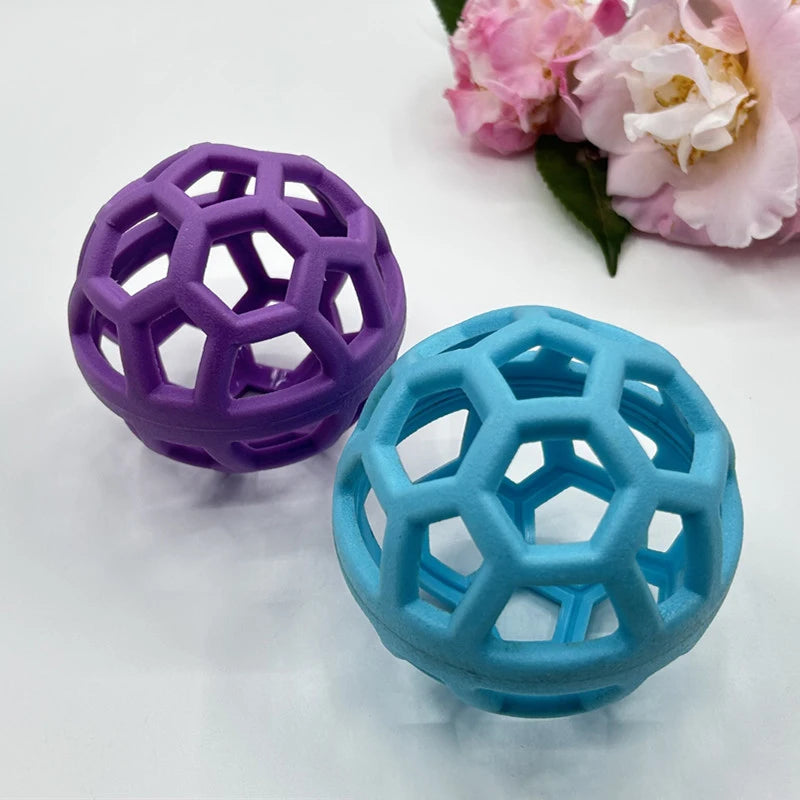 9cm Dog Natural Rubber Chew Toy Dogs Geometric Hollow Ball Pet Interactive Balls Puppy Training Playing Teeth Cleaning Toys