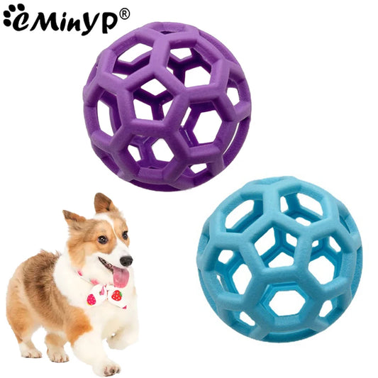 9cm Dog Natural Rubber Chew Toy Dogs Geometric Hollow Ball Pet Interactive Balls Puppy Training Playing Teeth Cleaning Toys