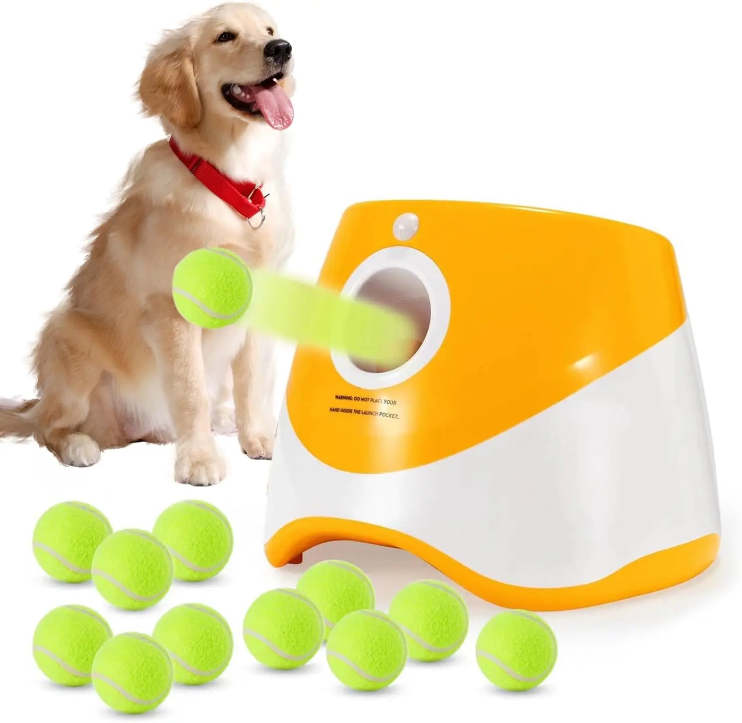 Dog Pitch Launcher, Automatic Ball Launcher with 6 Mini Tennis Balls, Interactive Dog Toys Indoor Outdoor Pitching Machine