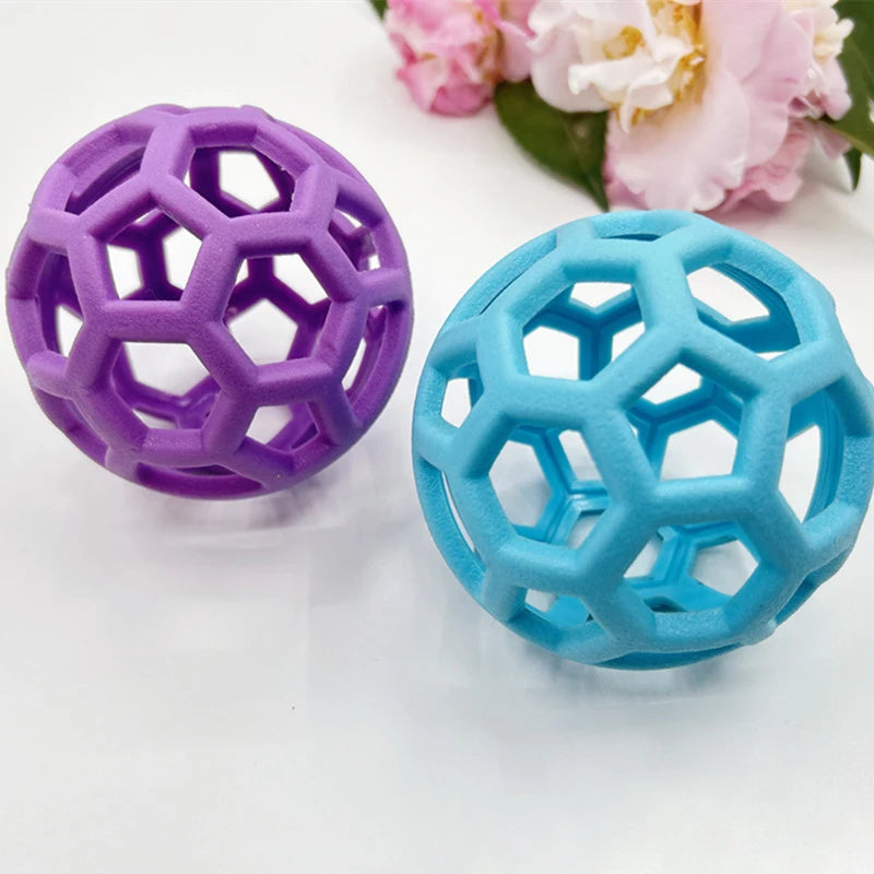 9cm Dog Natural Rubber Chew Toy Dogs Geometric Hollow Ball Pet Interactive Balls Puppy Training Playing Teeth Cleaning Toys