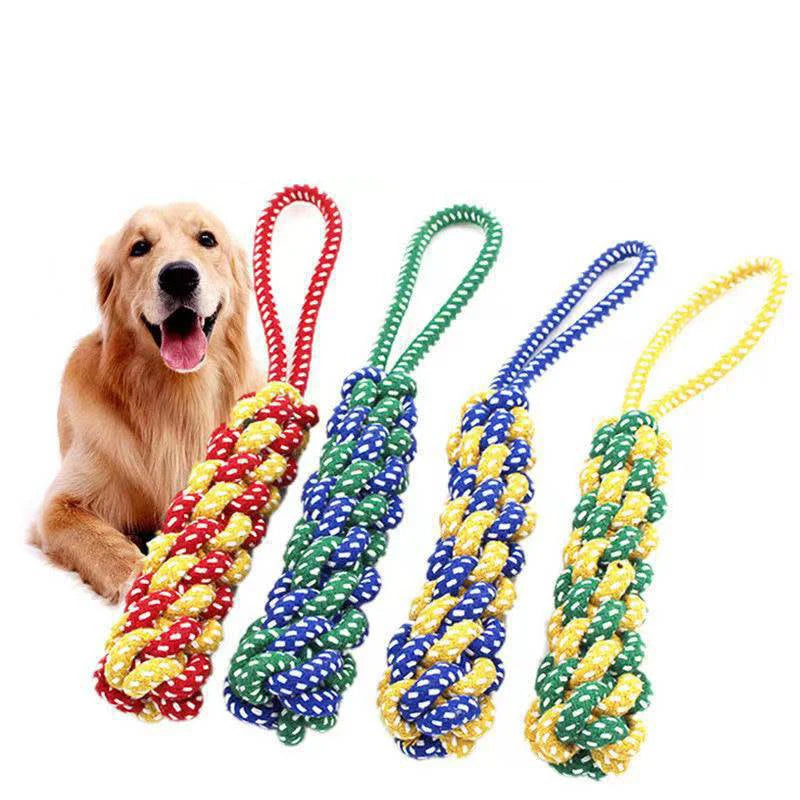 1PC Brinquedo para cachorro Cenoura Nó Corda Bola de algodão Haltere Filhote de cachorro Limpeza Dentes Brinquedo de mastigar Trançado durável Resistente a mordidas Suprimentos para animais de estimação