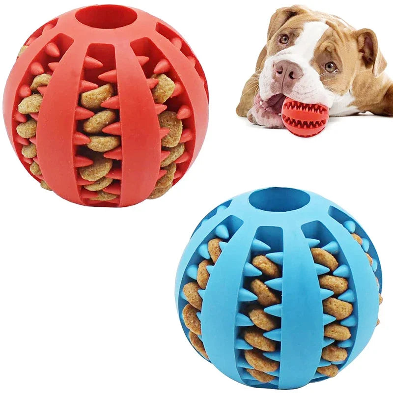 Bola de brinquedo para cães pequenos, brinquedo interativo elástico para mastigar filhotes, limpeza de dentes, bola de comida de borracha, acessórios para animais de estimação