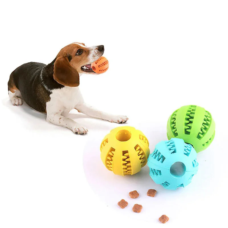 Bola de brinquedo para cães pequenos, brinquedo interativo elástico para mastigar filhotes, limpeza de dentes, bola de comida de borracha, acessórios para animais de estimação