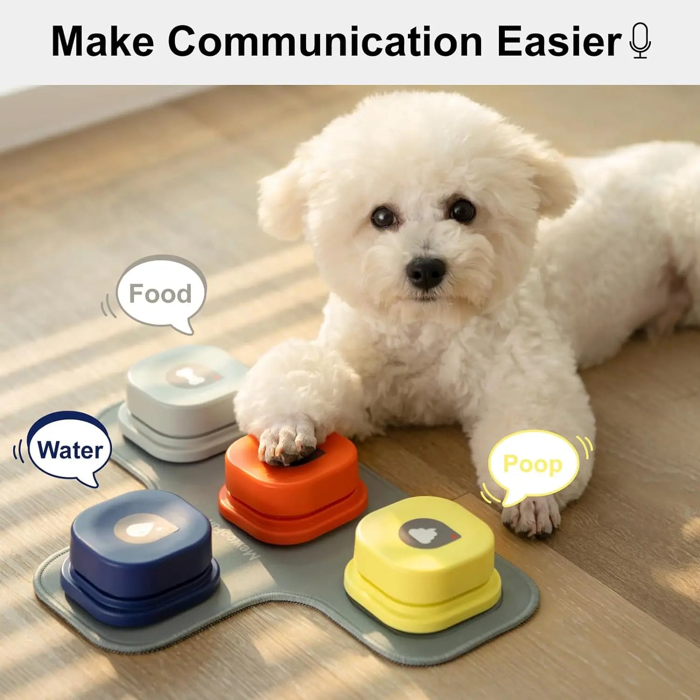 MEWOOFUN Dog Button Record Talking Pet Communication Vocal Training Interactive Toy Bell Ringer With Pad and Sticker Easy To Use