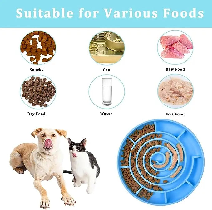 Pet Supplies Slow Food Bowl Cat Anti-Knockover Antiderrapante Tigela de Comida Filhote de Cachorro Anti-engasgo Silicone Brinquedo Prato de Comida