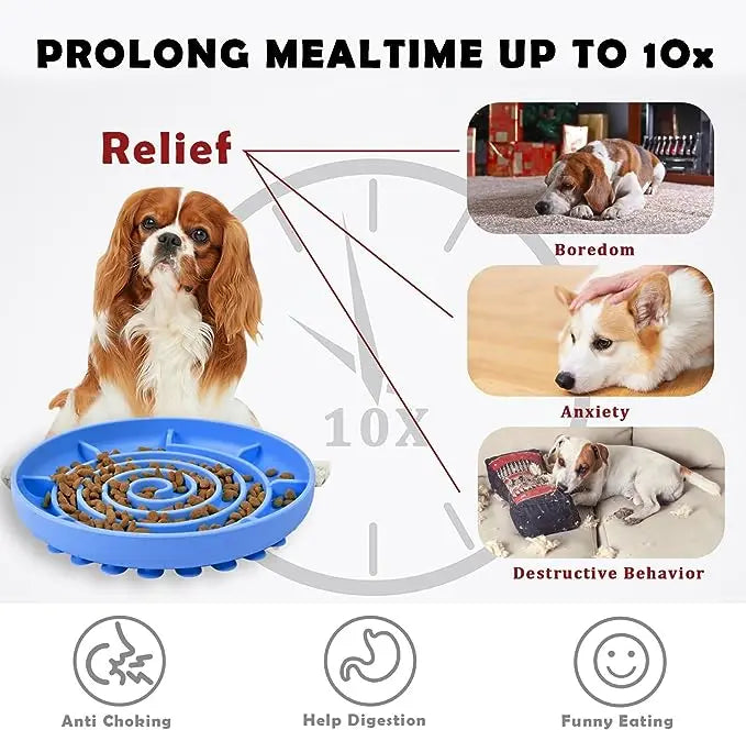 Pet Supplies Slow Food Bowl Cat Anti-Knockover Antiderrapante Tigela de Comida Filhote de Cachorro Anti-engasgo Silicone Brinquedo Prato de Comida