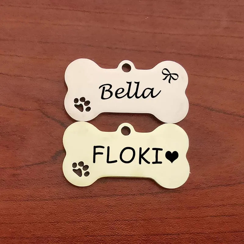 Pet ID Tag Personalized Free Engraved Keychain for Cat Puppy Dog Tag Pendant Keyring Bone Paw Bone Pet Accessories