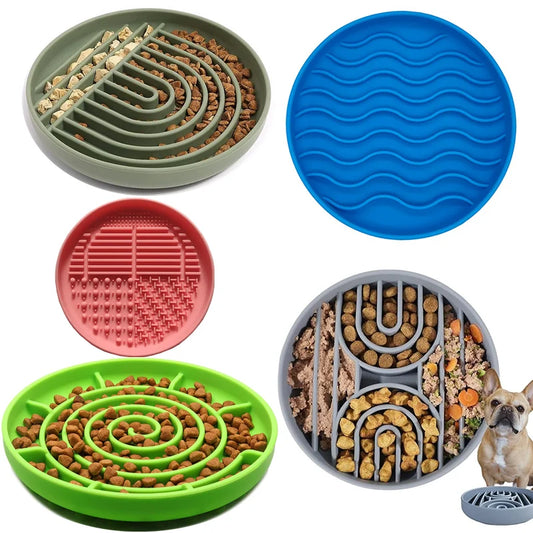 Pet Supplies Slow Food Bowl Cat Anti-Knockover Antiderrapante Tigela de Comida Filhote de Cachorro Anti-engasgo Silicone Brinquedo Prato de Comida