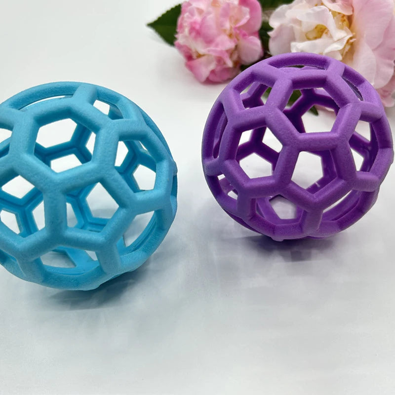 9cm Dog Natural Rubber Chew Toy Dogs Geometric Hollow Ball Pet Interactive Balls Puppy Training Playing Teeth Cleaning Toys