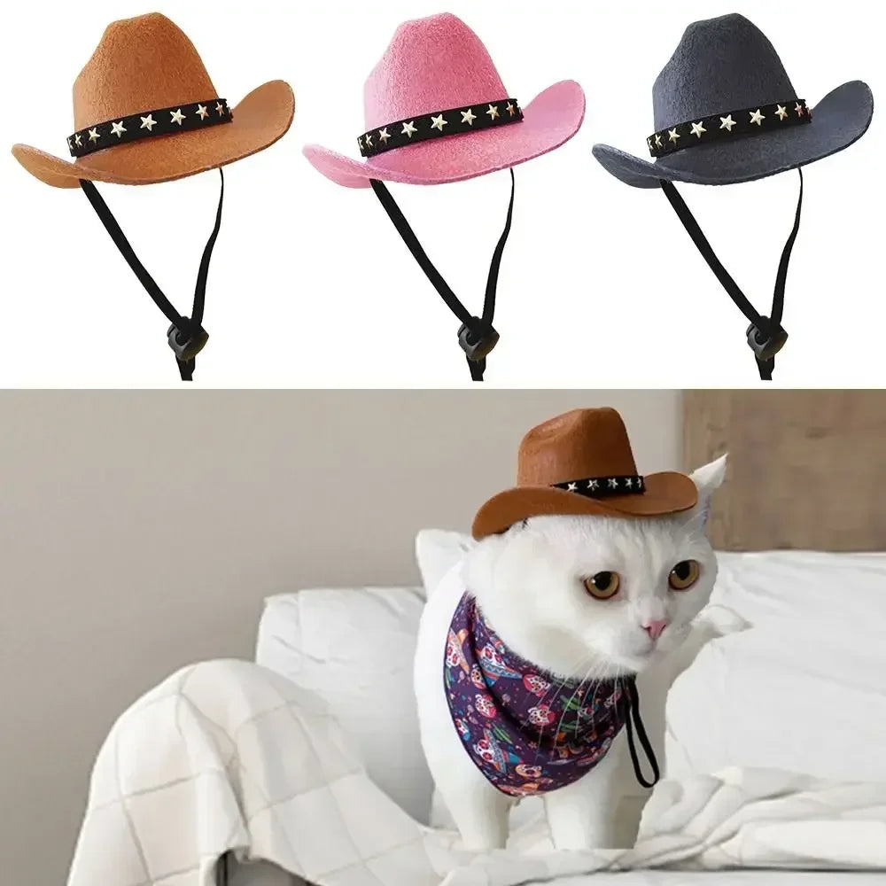 Pet Dog Hat Star Cowboy Hat Pet Supplies Adjustable Dog Costume Top Hat Headwear Pet Hat Dogs Caps Pet Sun Hats for Cats