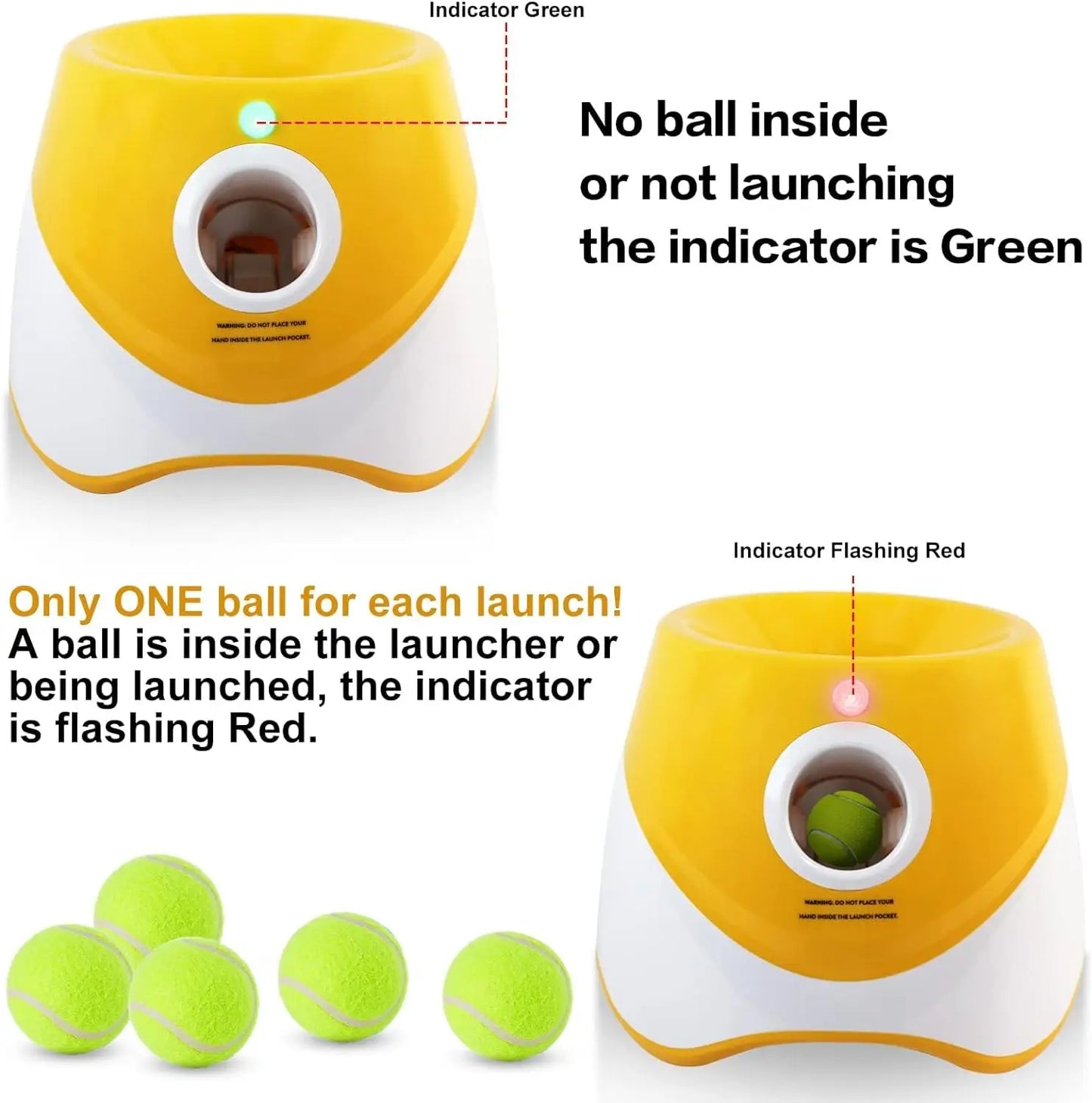 Dog Pitch Launcher, Automatic Ball Launcher with 6 Mini Tennis Balls, Interactive Dog Toys Indoor Outdoor Pitching Machine